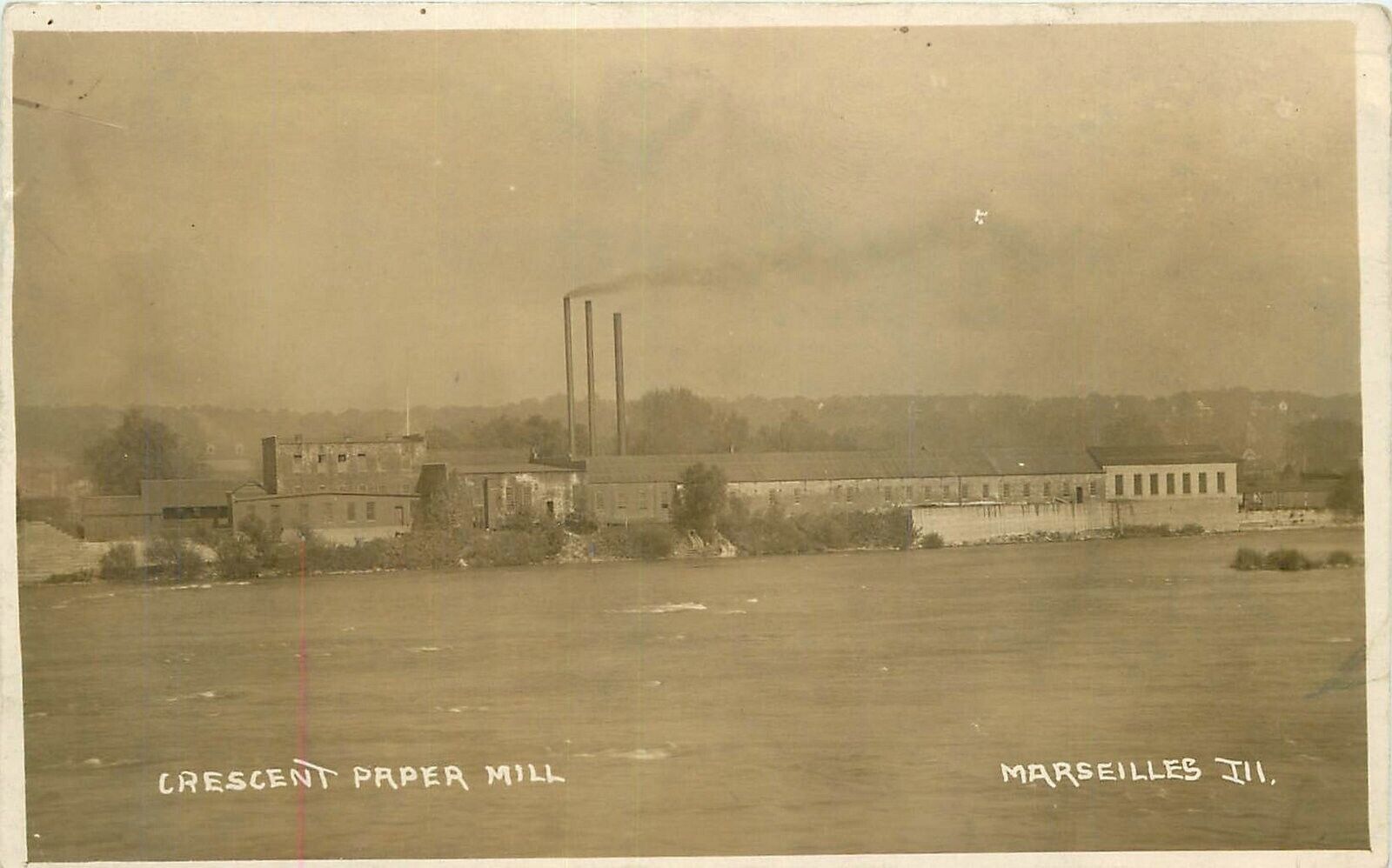 Postcard RPPC Illinois Marseilles Crescent Paper Mill C-1910 Factory 23-6745