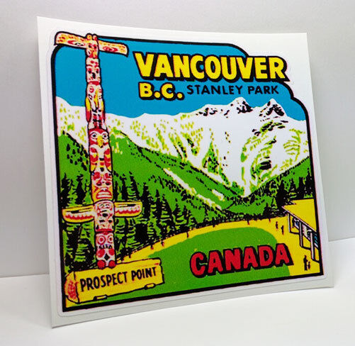 Vancouver B.C. Stanley Park Canada Vintage Style Travel Decal / Vinyl Sticker