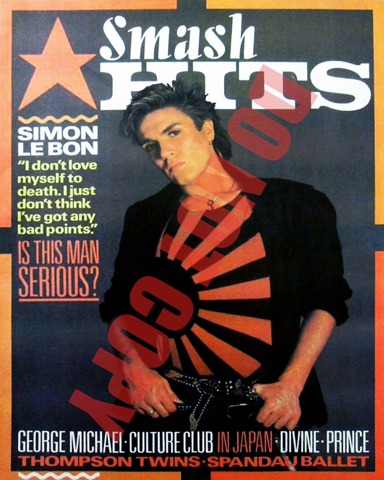 Circa 1984 Smash Hits Magazine Cover Simon Le Bon Duran Duran Tour 8x10 Photo