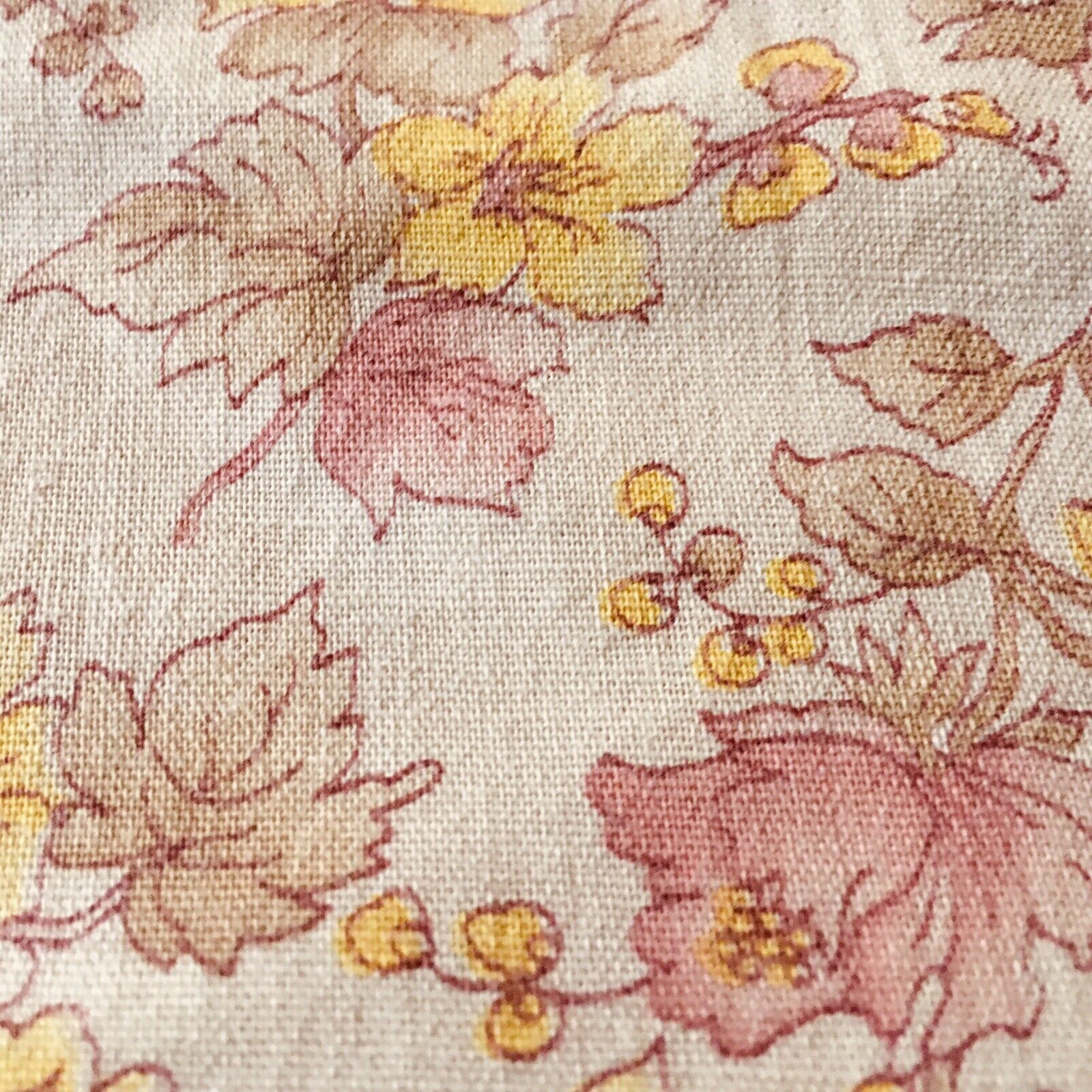Antique Smaller Scale Floral Roses Light Lawn Cotton Fabric ~Pink Yellow~Dolls 