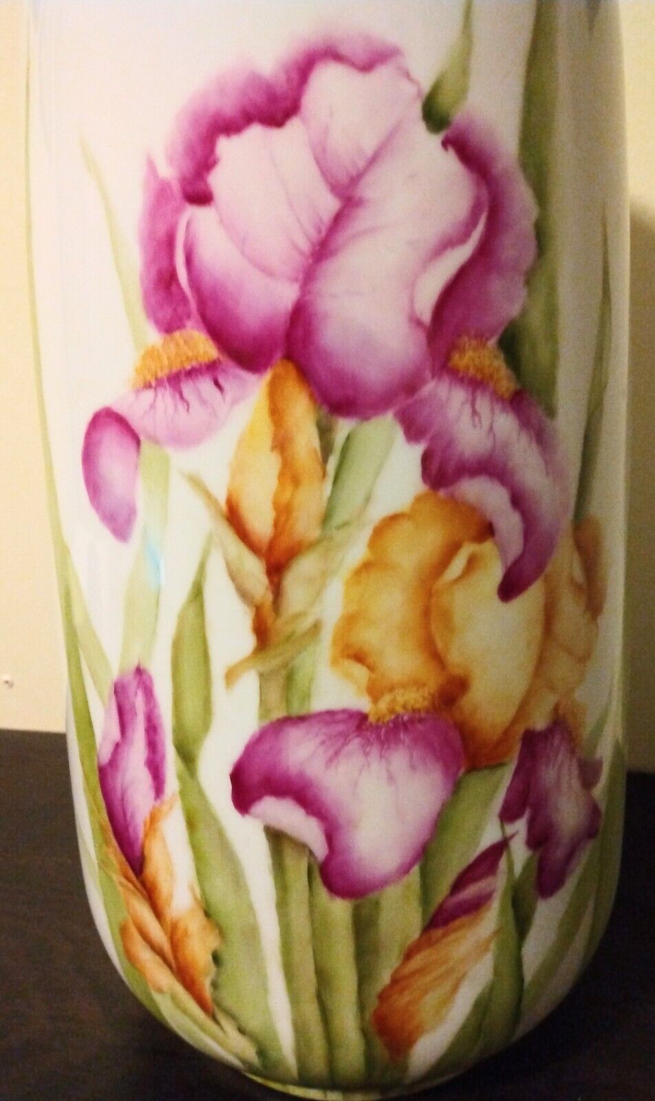 Gorgeous Huge Hand Painted Iris Vase