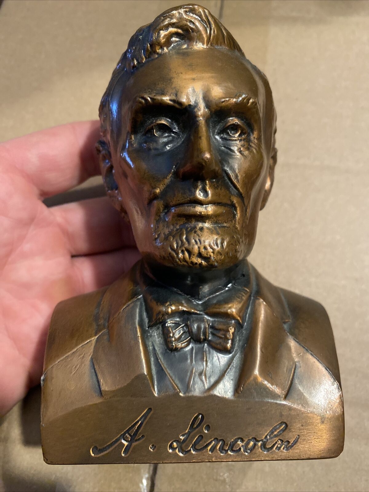 Vintage Abraham Lincoln Copper Bust Piggy Bank Banthrico Abe Collector Patina