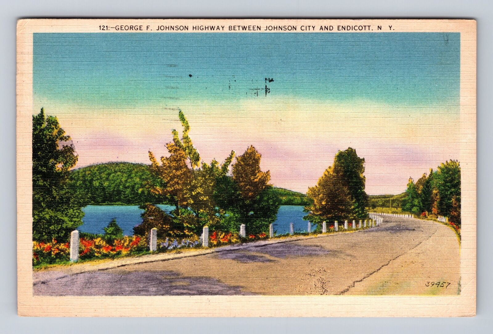 Endicott NY-New York, George F Johnson Highway, Antique Vintage Postcard