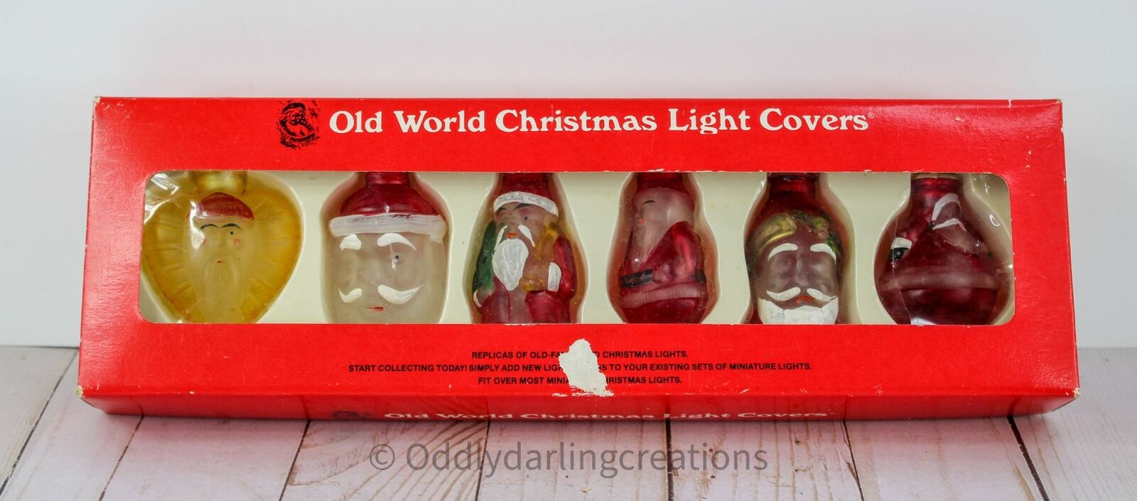 Old World Christmas Light Covers Santa - Set of 6 Glass Covers, Vintage Holiday
