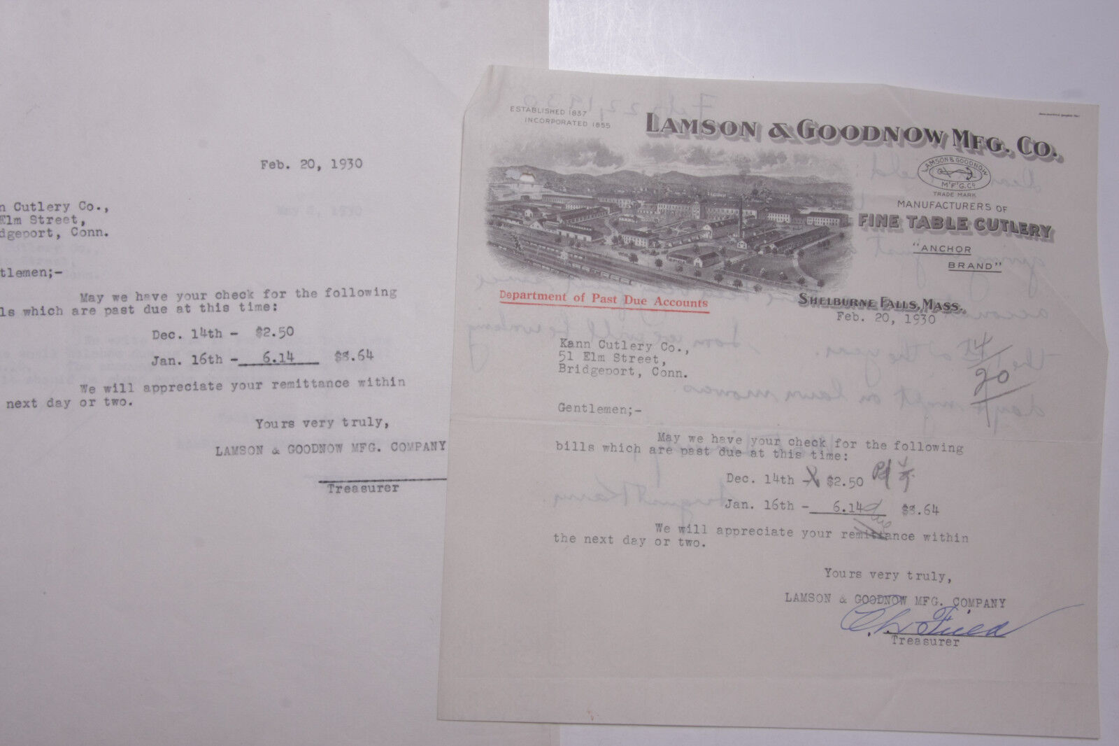 1930 Lamson Goodnow Kann Cutlery Bridgeport CT Ephemera L824J