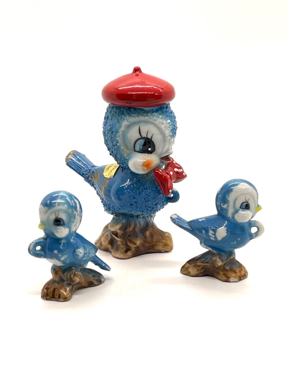 1950\'s Vintage Mommy BlueBird Figurine with her  Babies Japan