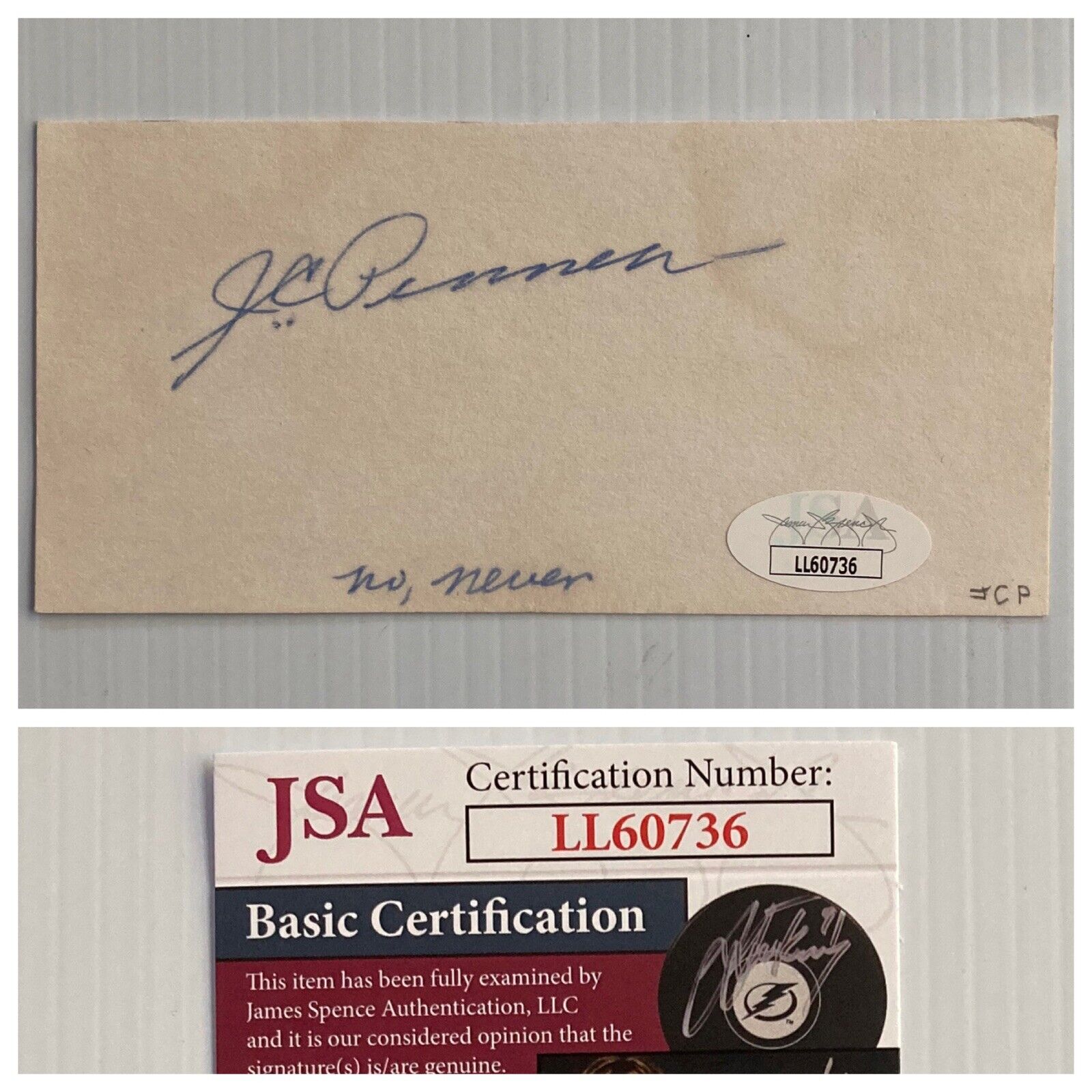 Entrepreneur J.C. JC Penney Signed Autograph 2.25x5 Cut Signature JSA - FREE S&H