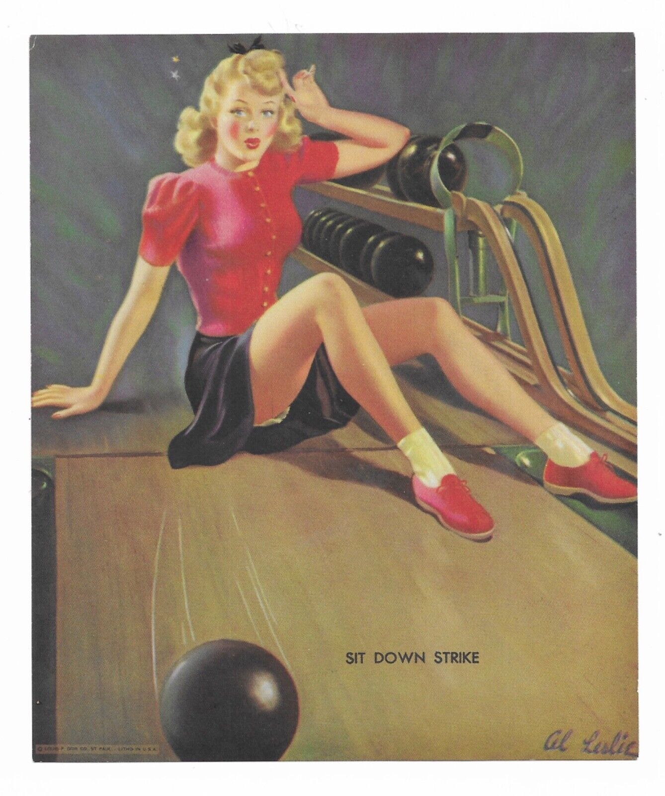 Vintage & Original PINUP “Sit Down Strike” (1949) by Al Leslie