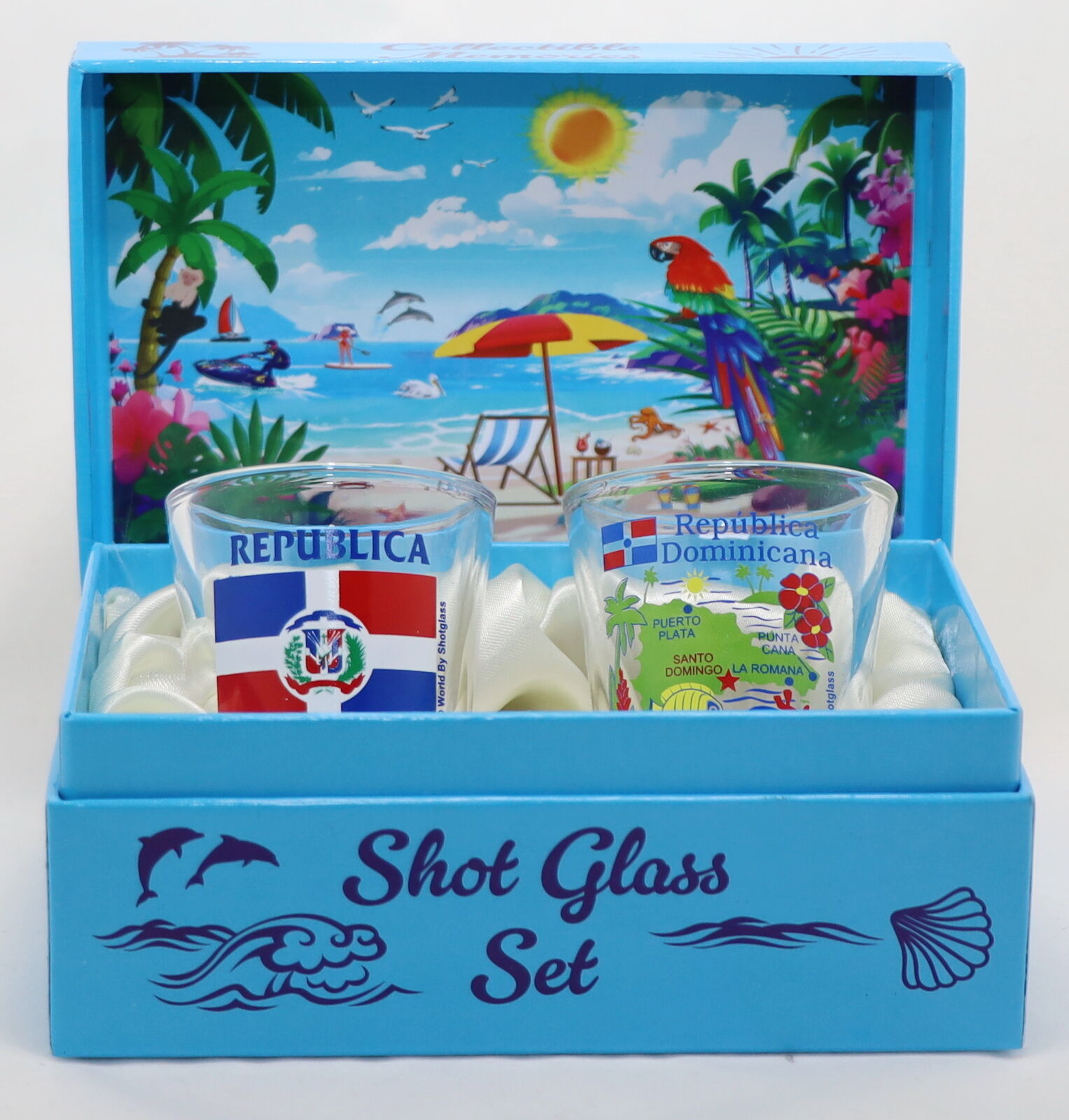 Dominican Republic Caribbean Boxed Shot Glass Set (Set of 2)