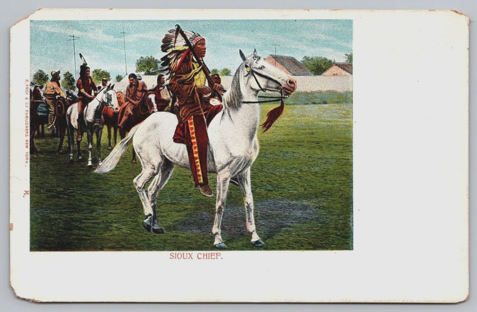Sioux Chief on Horseback Native American Indians c1905 UDB Vintage Postcard C12