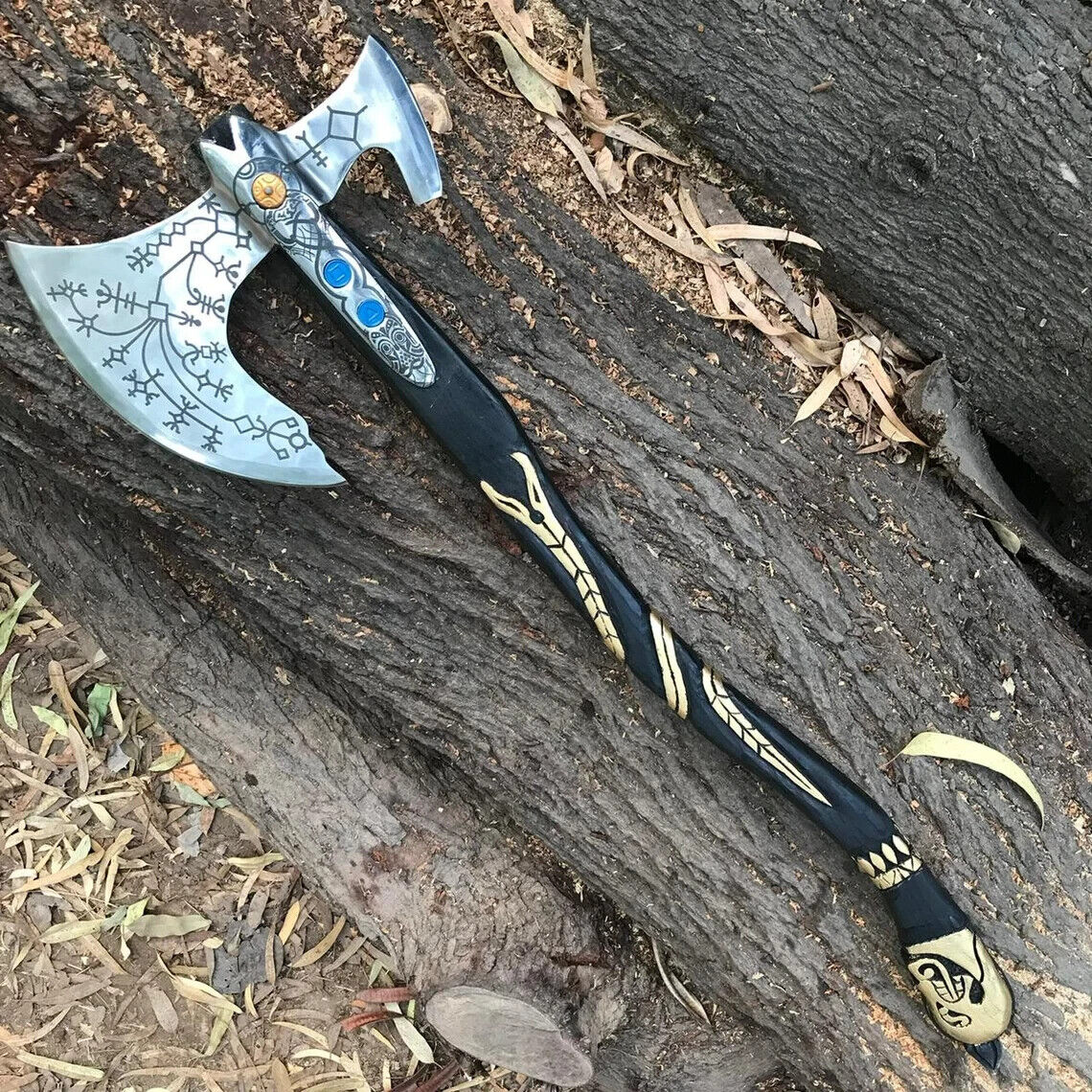 God of War Kratos Axe Carbon Steel Leviathan Axe Real Useable Frost Axe Leather