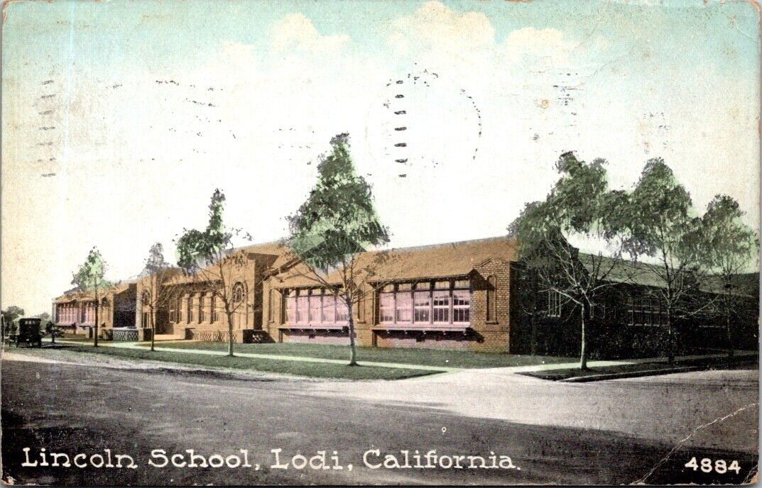 CALIFORNIA Lincoln School LODI Divided Back Postcard Mailed 1926
