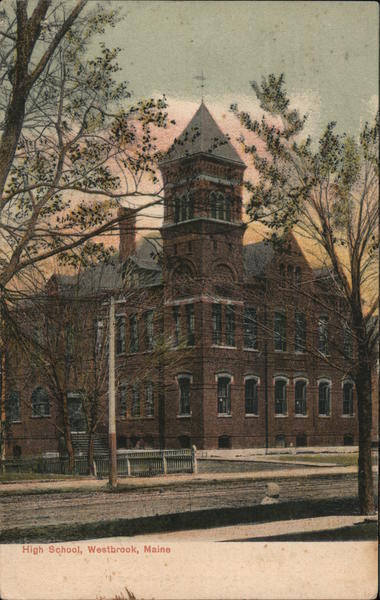 1908 Westbrook,ME High School Cumberland County Maine G.W. Morris Postcard