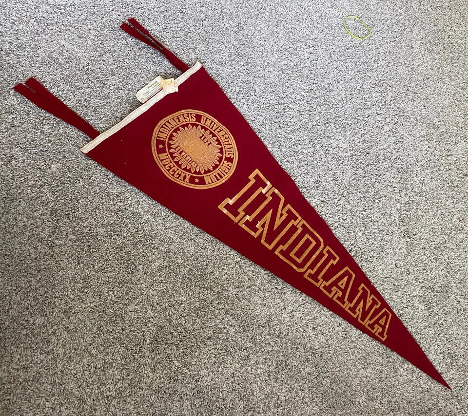 Vtg 50s Chicago Pennant Co. NWT Indiana University Red Wool Felt Pennant NOS