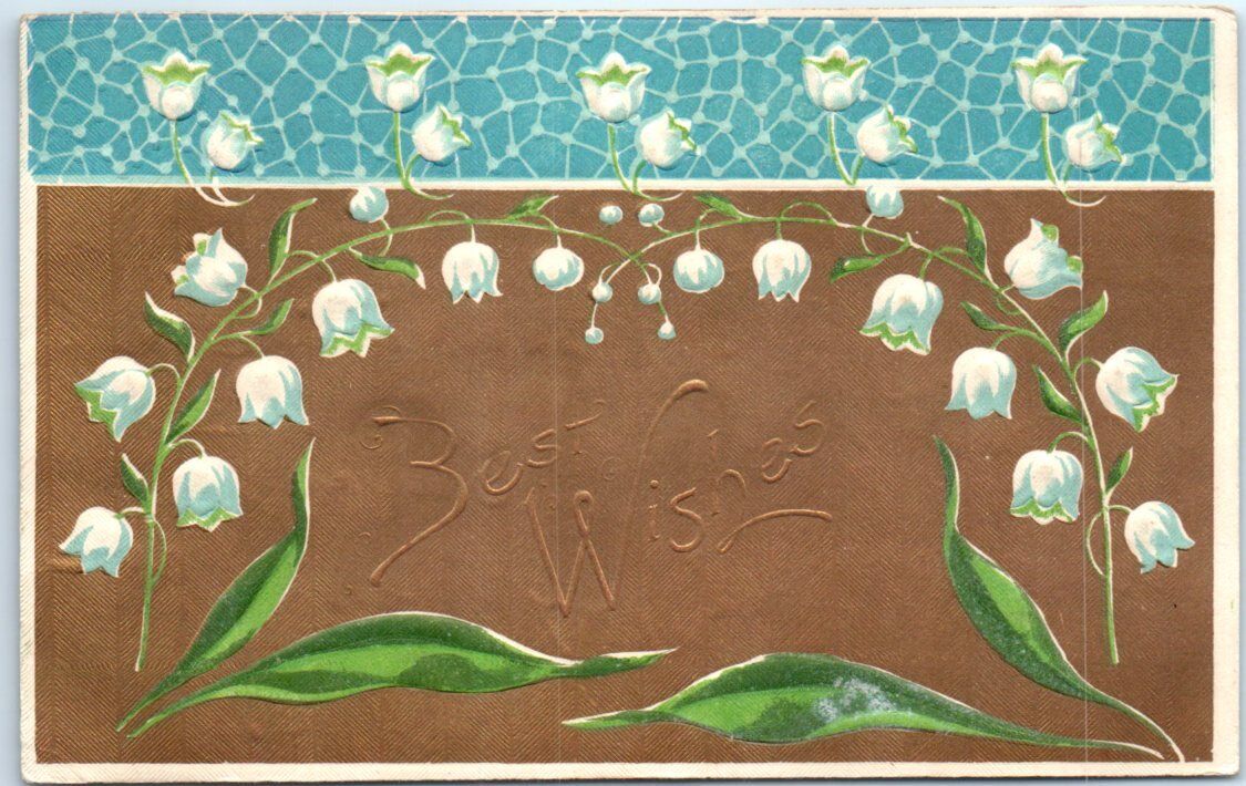 Postcard - Flowers Embossed Print - Greeting Greetings - Best Wishes
