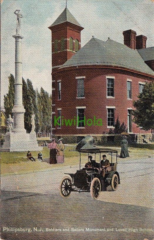 Postcard Soldiers and Sailors Monument Lovell High School Phillipsburg NJ