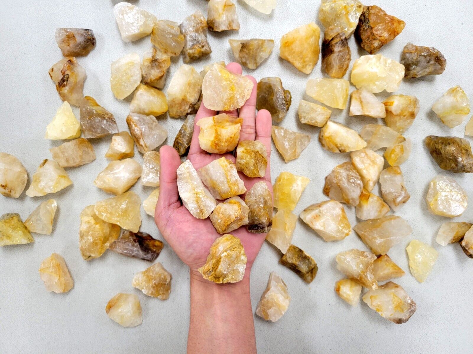 Golden Healer Quartz Crystal Bulk Raw Rough Stones for Tumbling Healing & Crafts