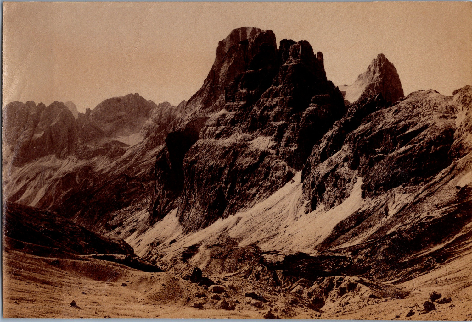 Italy, Dolomites, Massif du Rosengarten, vintage print, circa 1880 vintage print