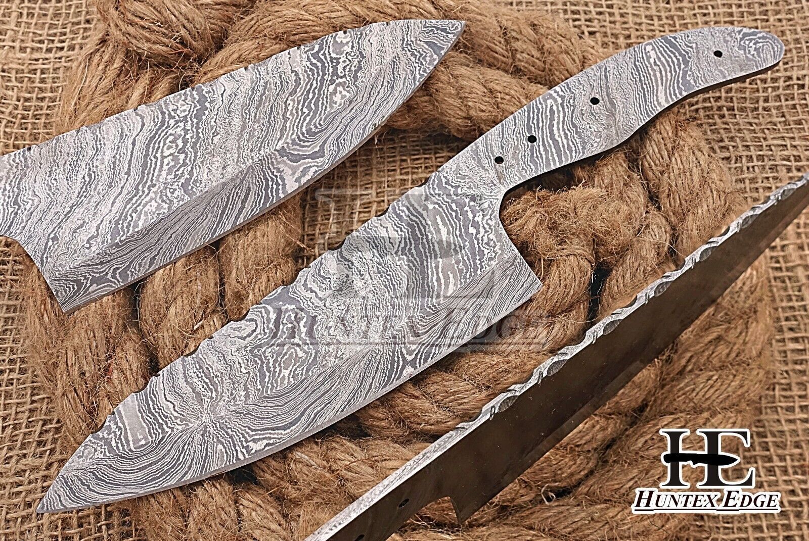 HUNTEX Hand-Forged Damascus Blade 260mm DIY Kitchen Blank Blade For Knife Making
