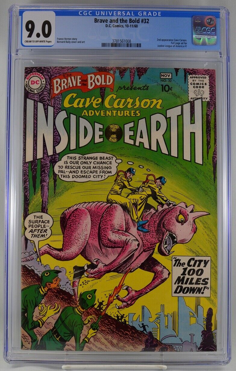 Brave and the Bold #32 CGC 9.0 2nd Cave Carson 1960 Highest Graded Copy