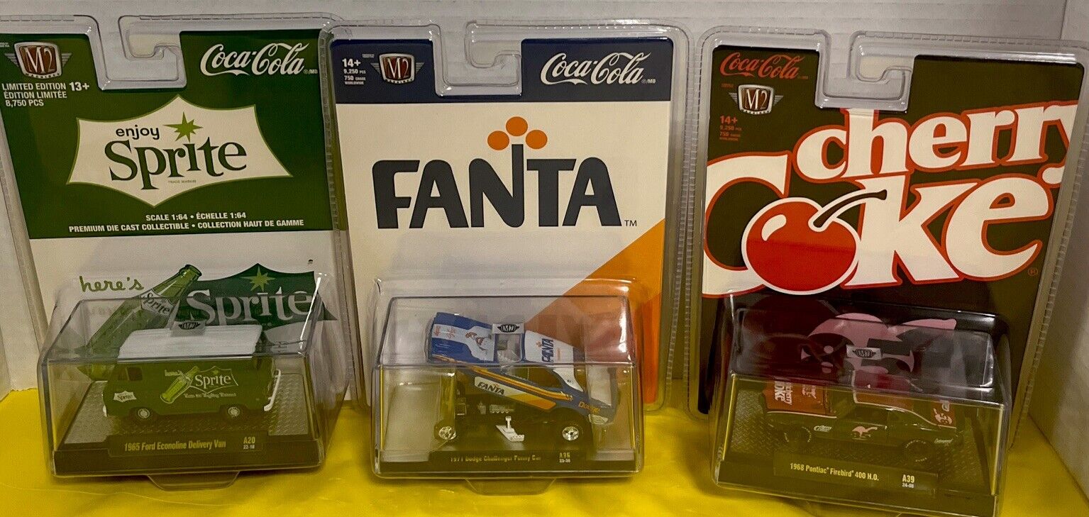 Coca Cola- M2 Diecast Lot Of 3- Sprite- Fanta- Cherry Coke- See Description- New