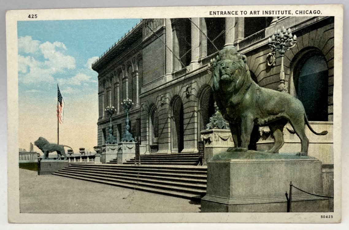 Entrance to Art Museum, Chicago, Illinois IL Vintage Postcard
