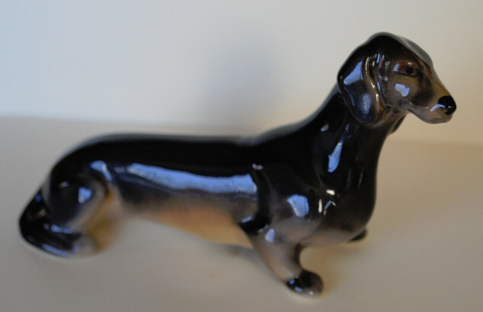 PORCELAIN Figurine DOG Dachshund black.RARE.UNIQUE.Simply perfect.Hand Painted@