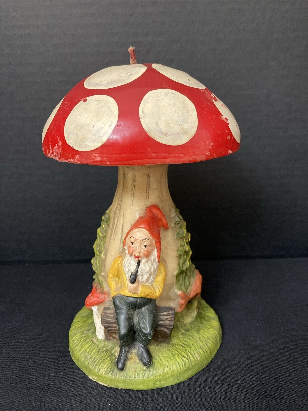 Vtg Johann Gunter Mushroom Gnome Candle Elf Handcrafted Wachwarenfabrik Walldurn