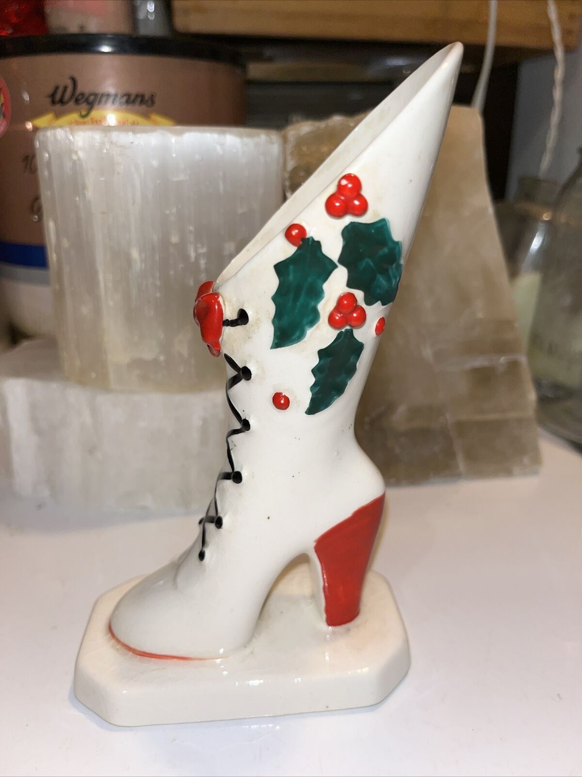 Vintage Napco Christmas Shoe Vase