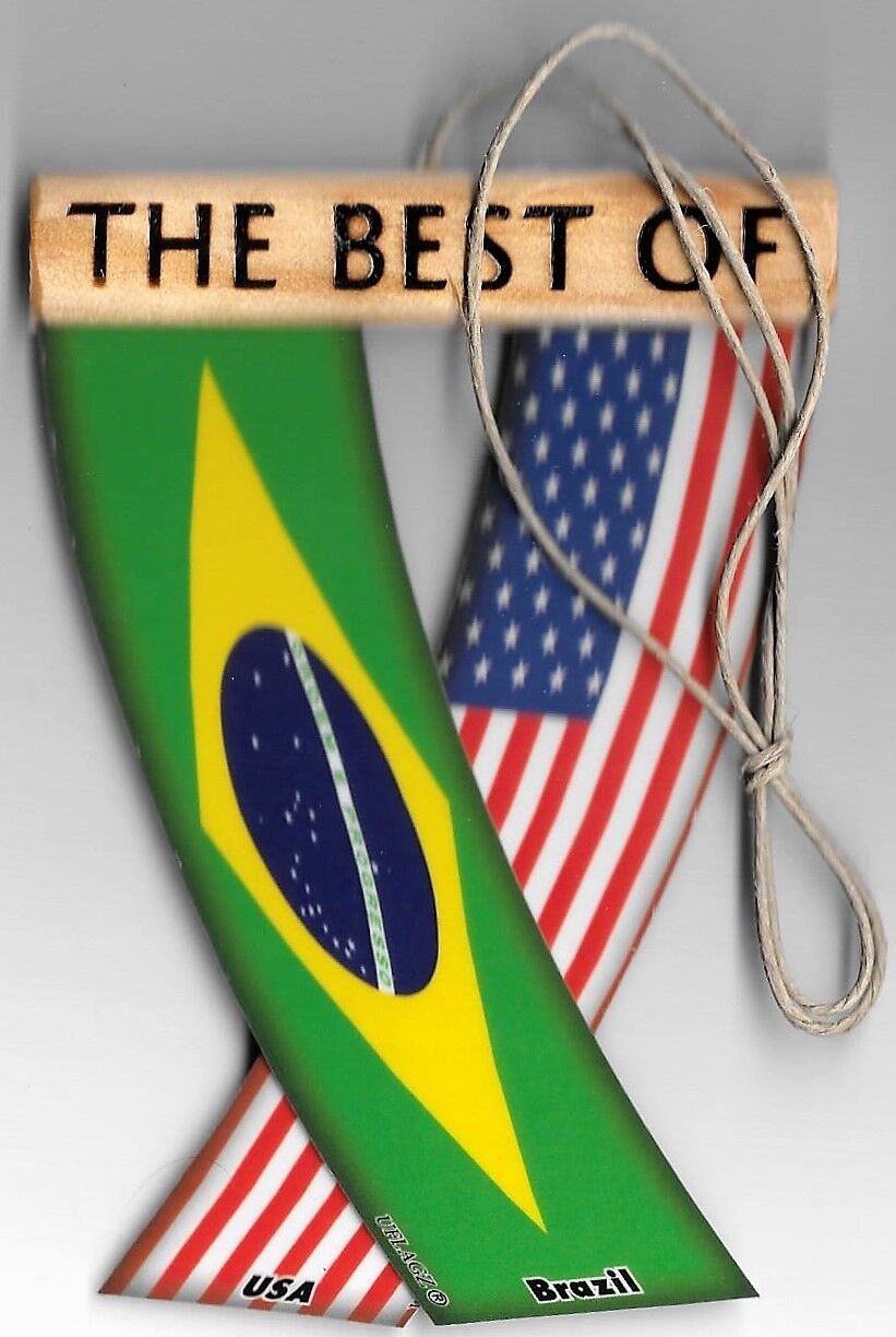 Rear view mirror car flags Brazil and USA Brazilian unity flagz for inside car