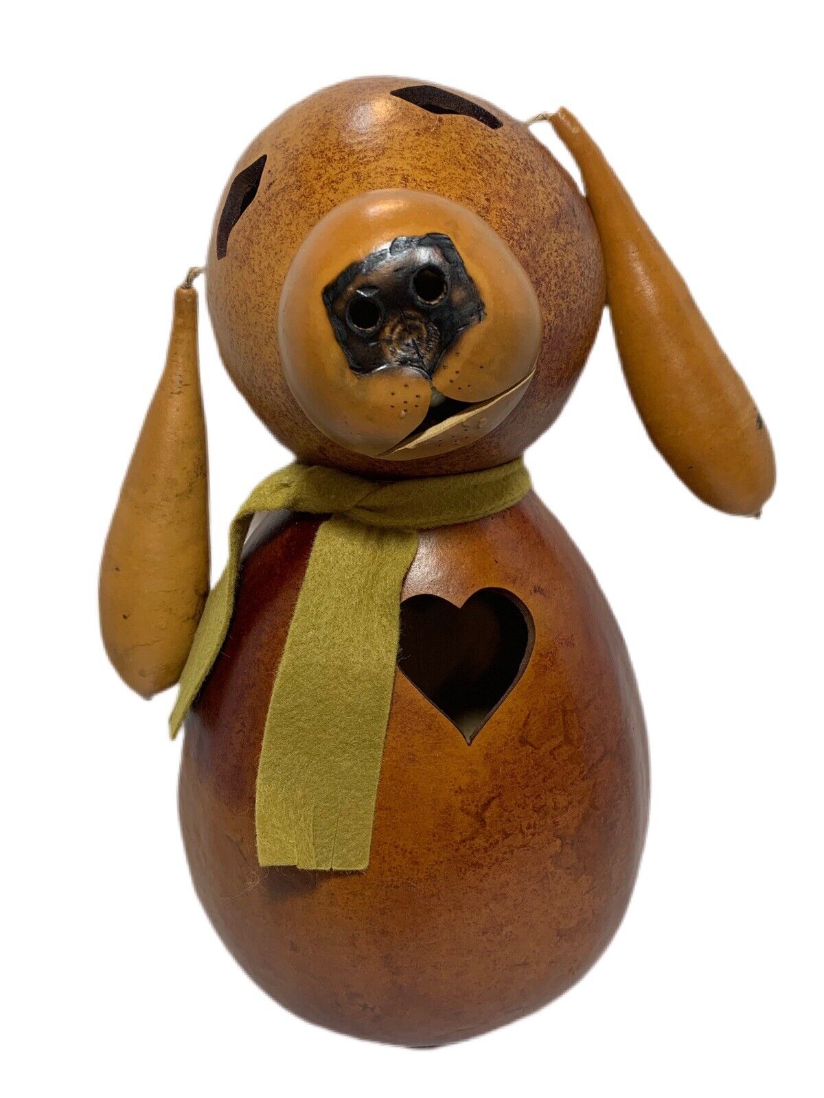 GALLERY 30 Handcrafted Gourd Puppy Dog Figure Light Up Decorative 12.75” •READ•