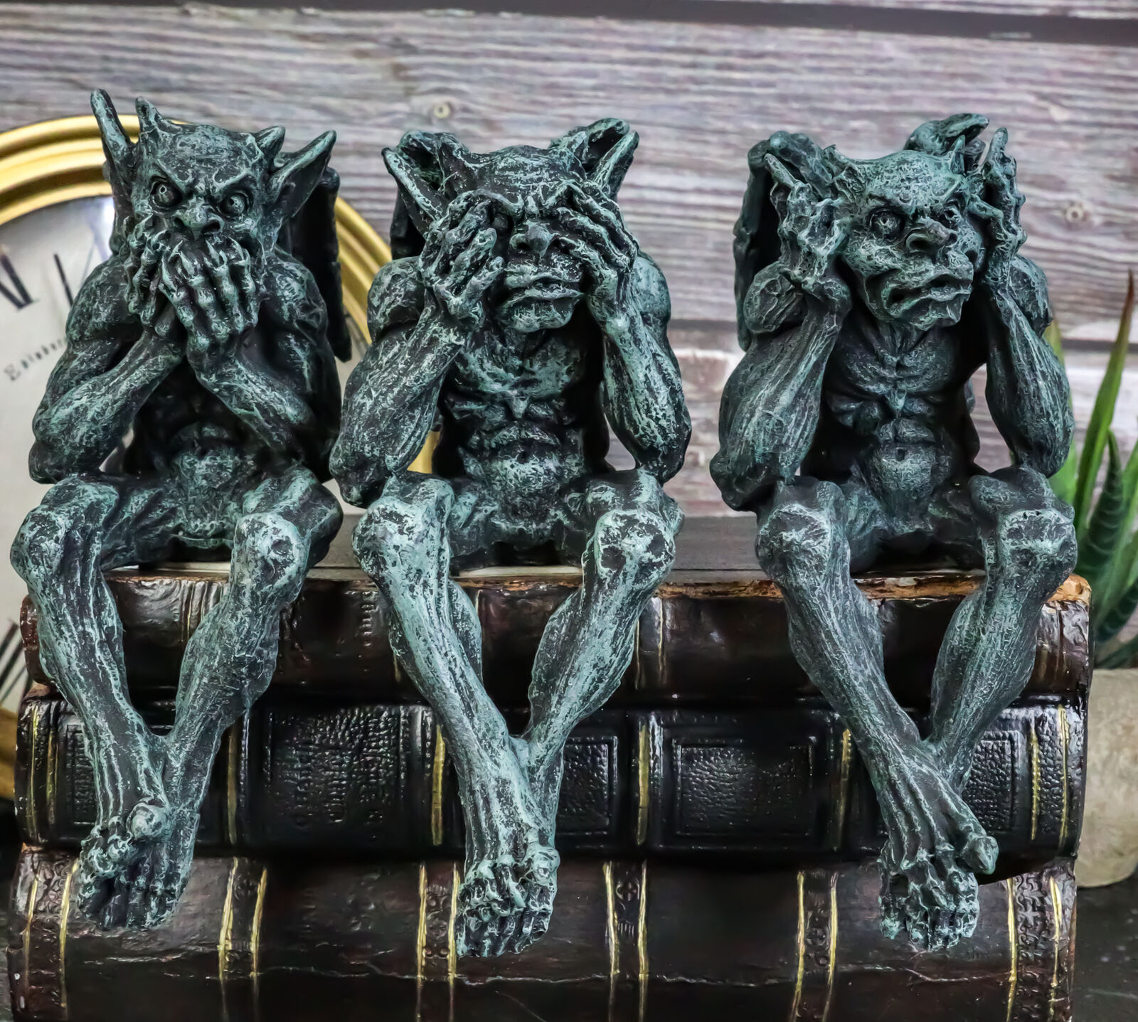 5 Inch Gargoyle See, Hear, Speak No Evil Shelf Sitters Statue Figurine