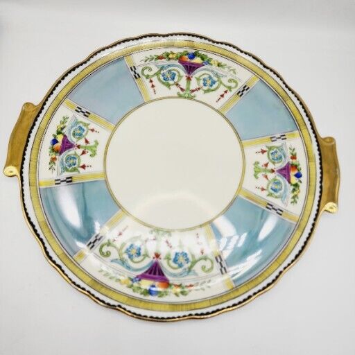 Noritake Art Deco Large Serving Cake Plate With Gold Trim