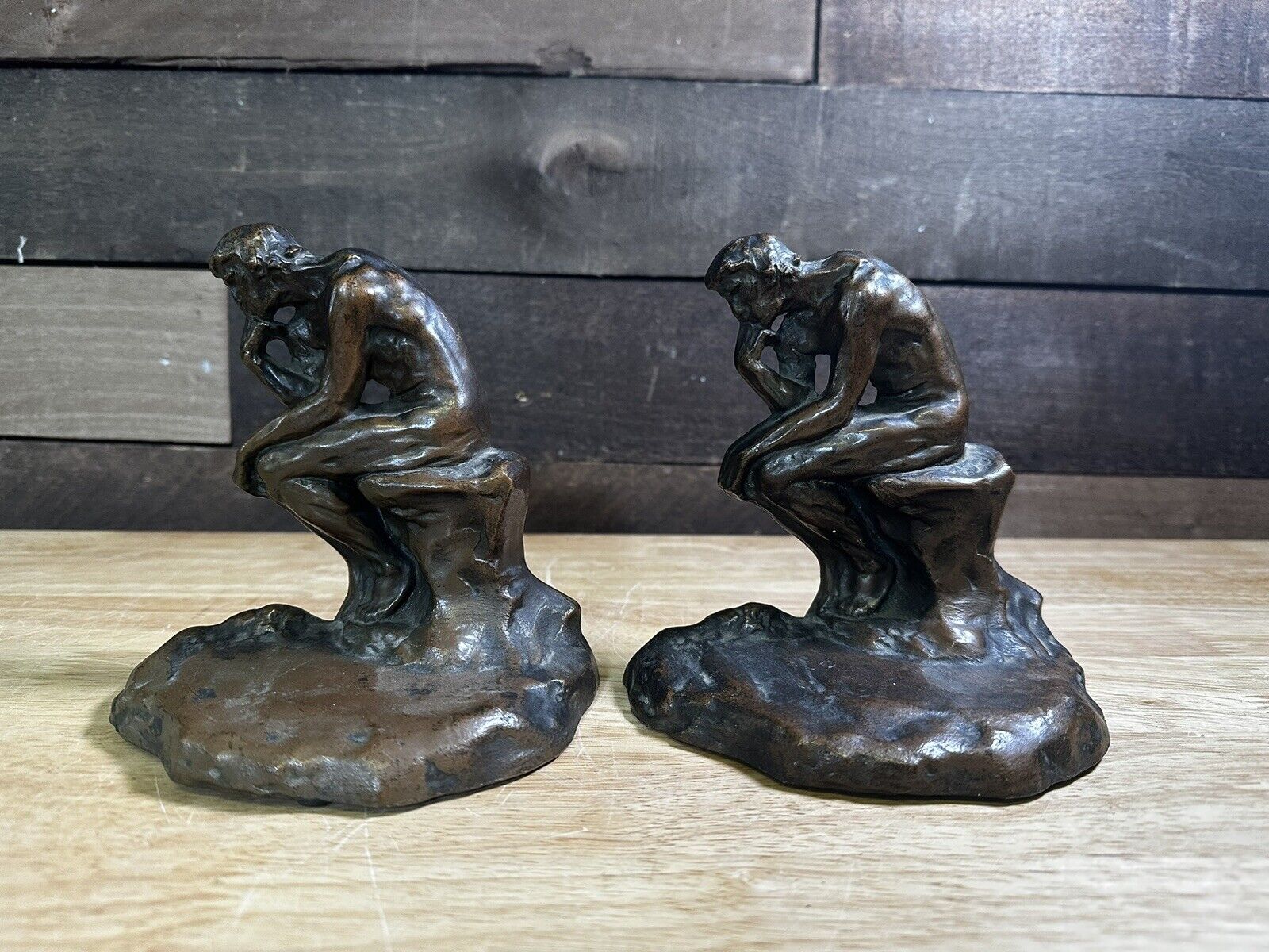 Vintage Pair Of Bronze Bookends “The Thinker” By W.B Weidlich
