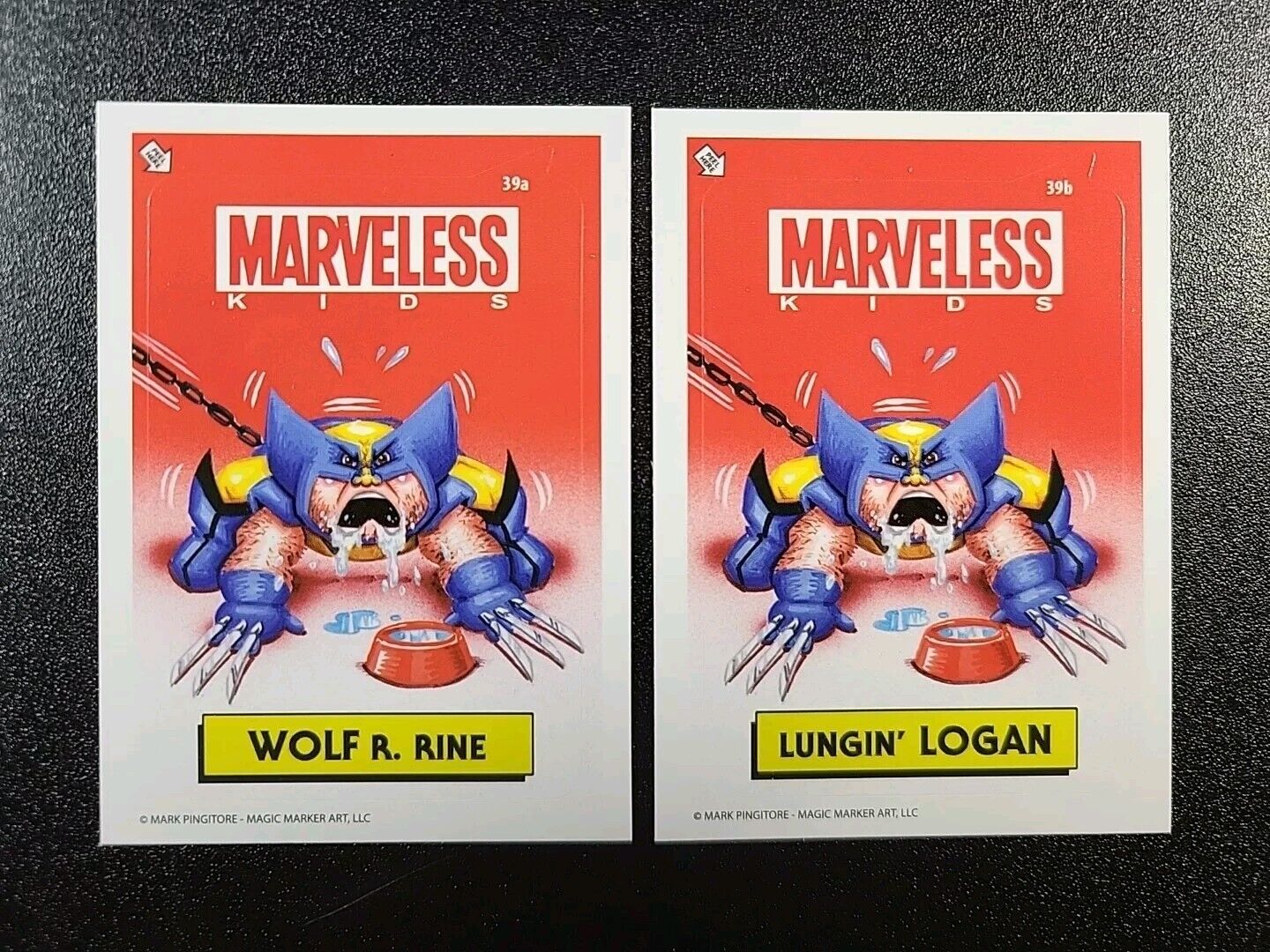 Marvel X-Men Wolverine Hugh Jackman Marveless 2 Card Set Garbage Pail Kids Spoof
