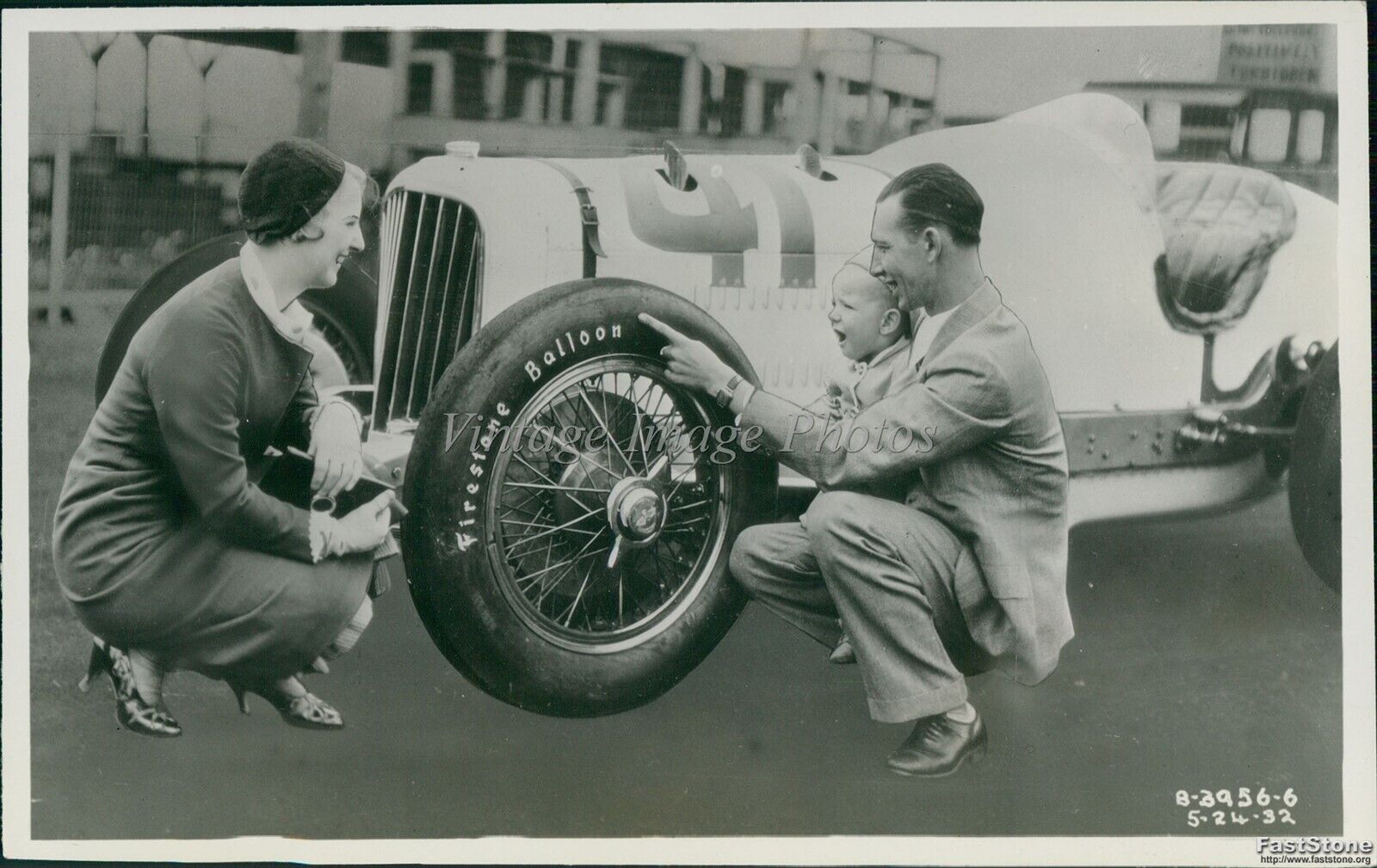1938 Louis Schneider Wife Son American Racing Drive Indy 500 Photo 5X7