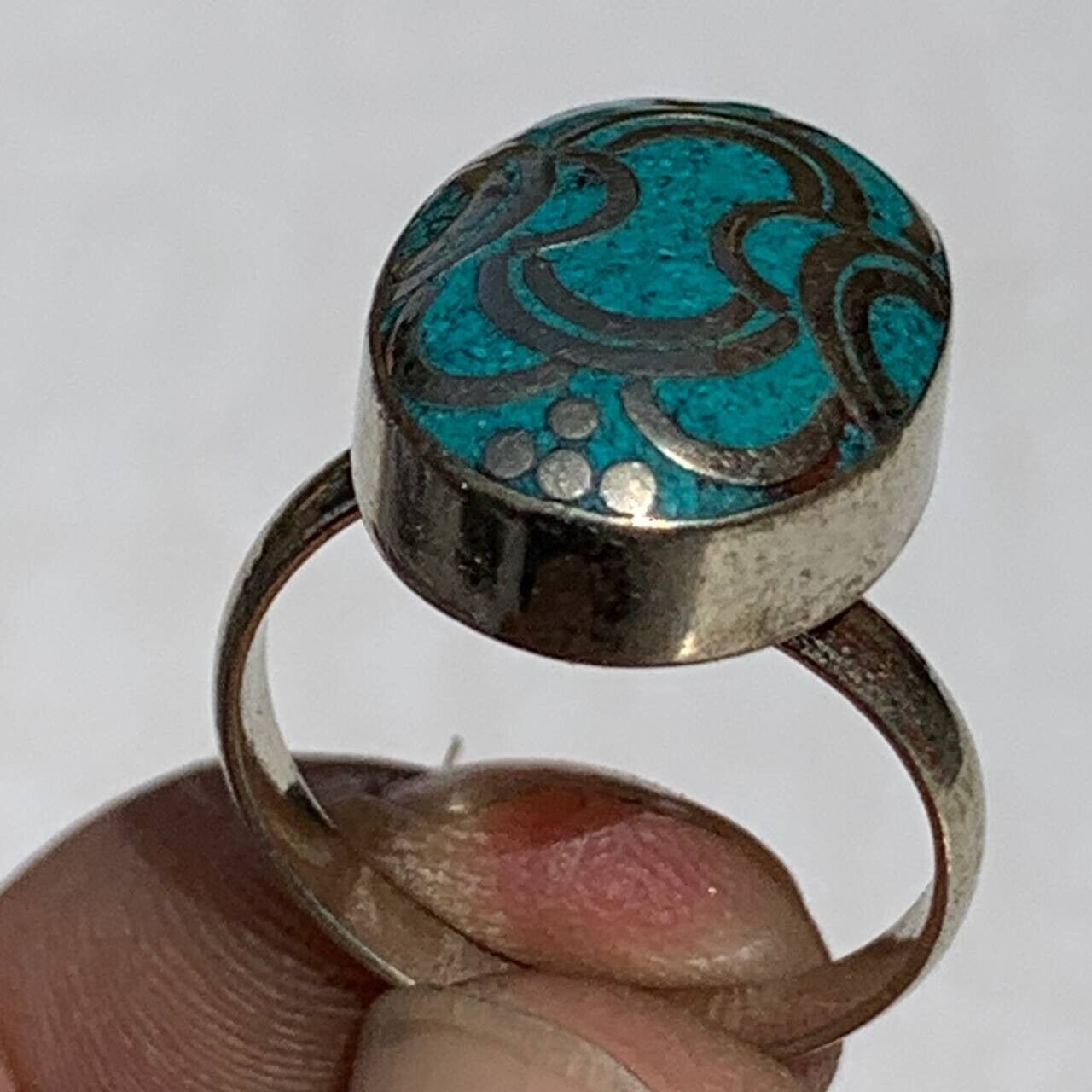 RARE ANCIENT MEDIEVAL ROMAN SILVER WARRIOR TURQUOISE RING STONE