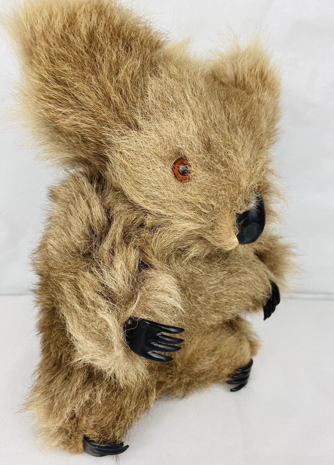 Vintage 70’s Australian Koala Bear Doll Real Kangaroo Fur Hard Body 10” Souvenir