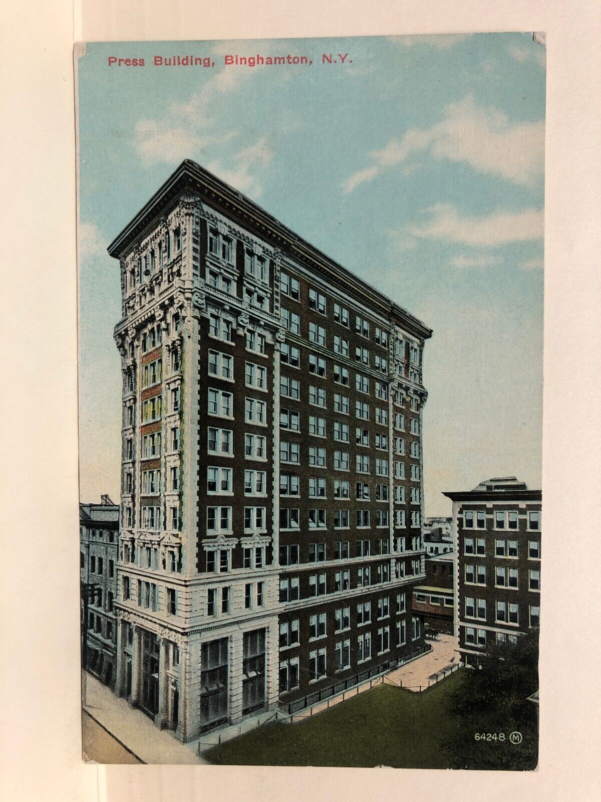 Press Building Binghamton NY Broome Co Antique Antique Vtg Postcard 1920