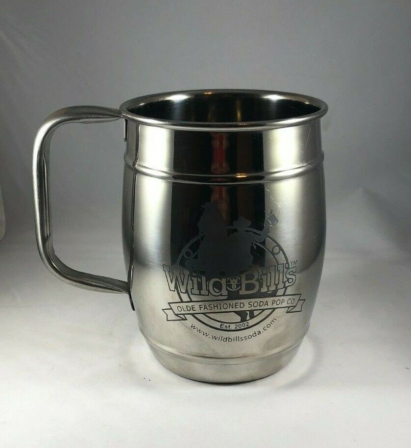 Wild Bill’s 2002 Stainless Steel Large Mug Olde fashioned Soda Pop Co. 