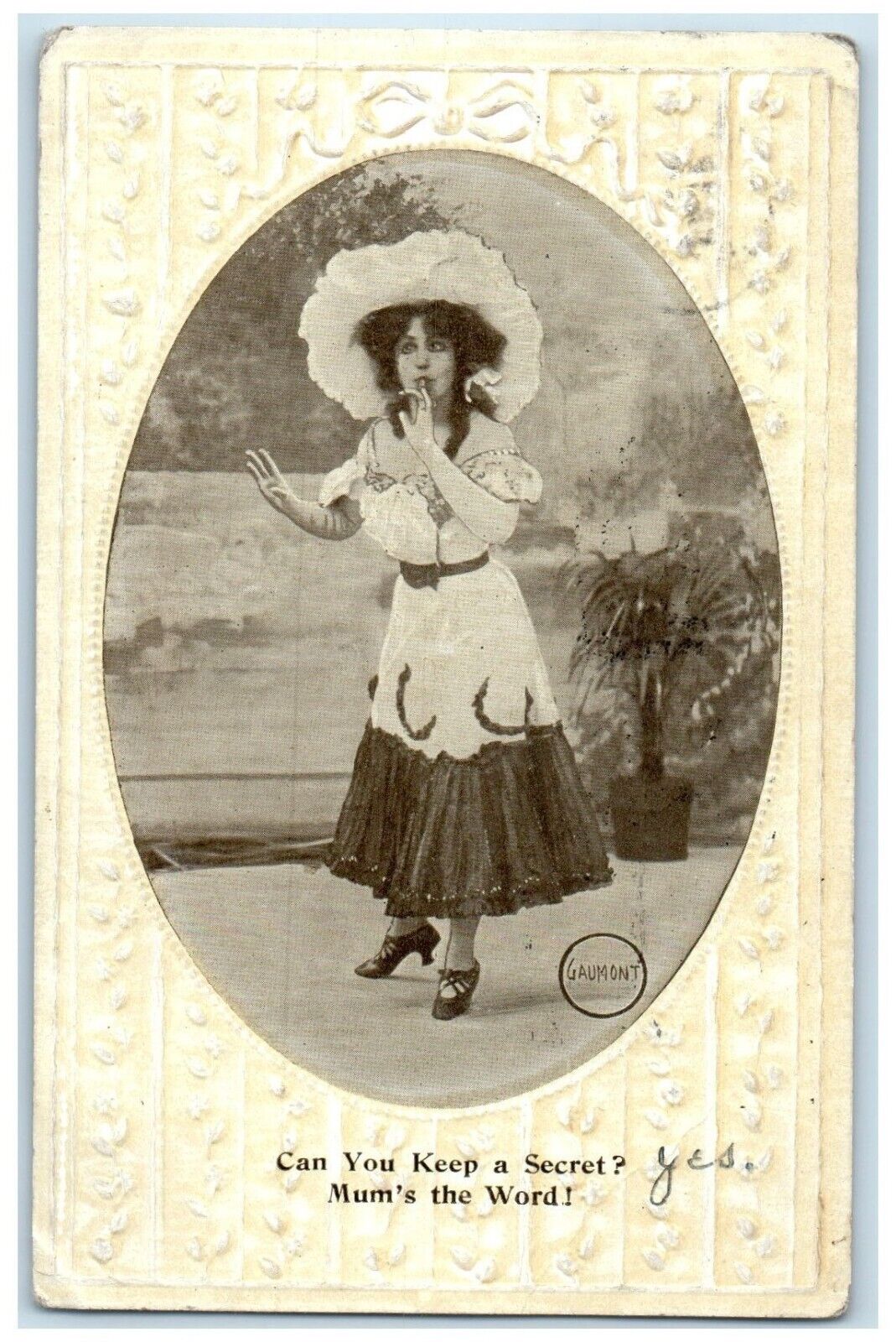 c1910\'s Woman Big Hat Can You Keep A Secret Embossed Toledo Ohio OH Postcard