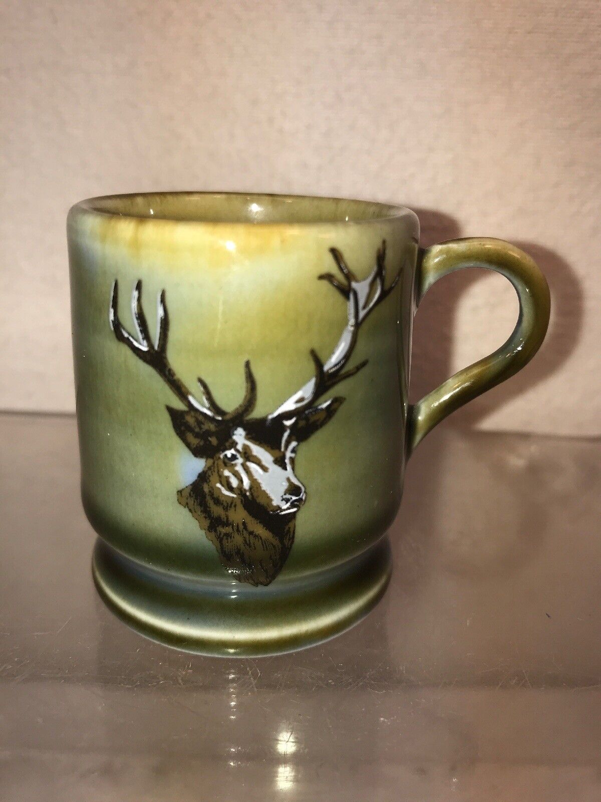Vtg Wade Ireland Porcelain Elk Deer Buck Hunter’s Cabin Souvenir Mug Shot Glass