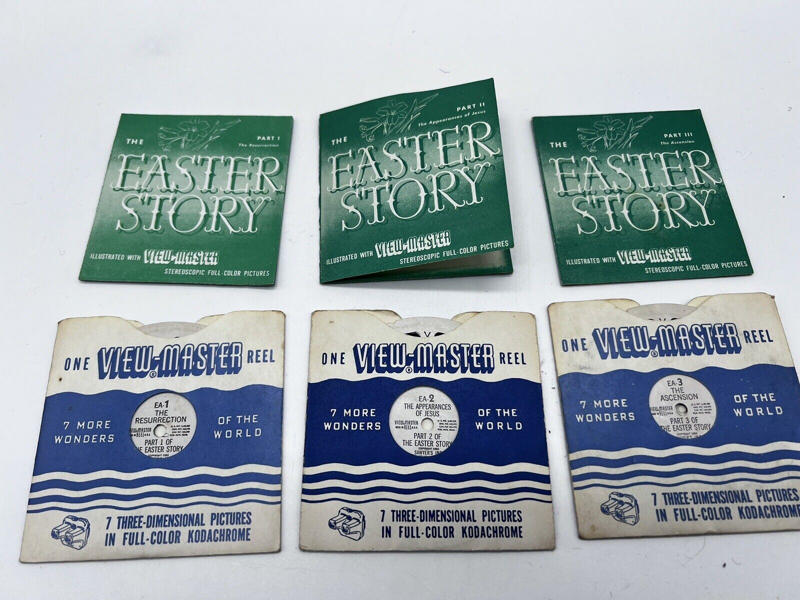 Vintage THE EASTER STORY 1950’s View-master 3 Reel Set W/ Story Booklets