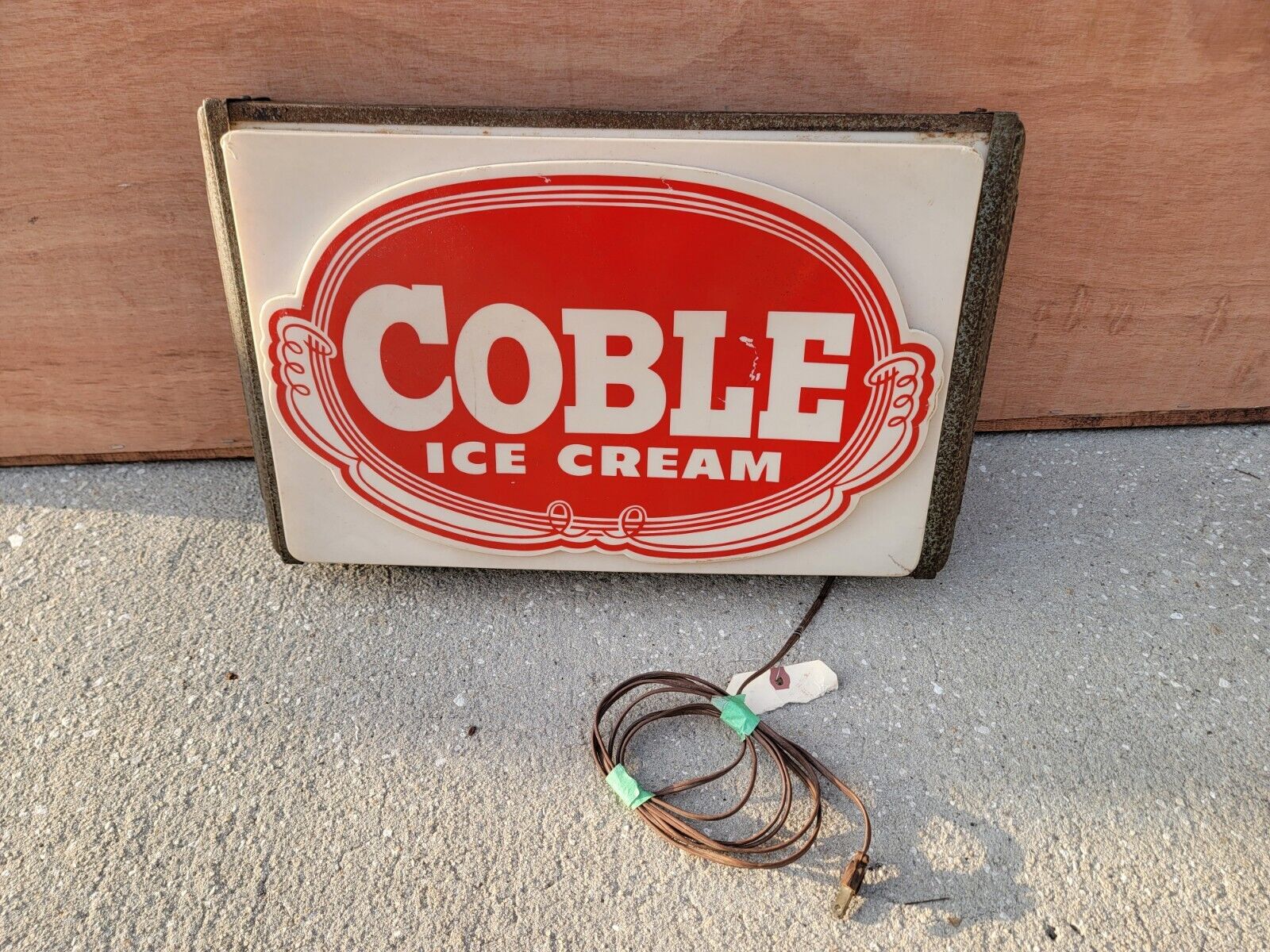 Vintage Coble Ice Cream Sign Light