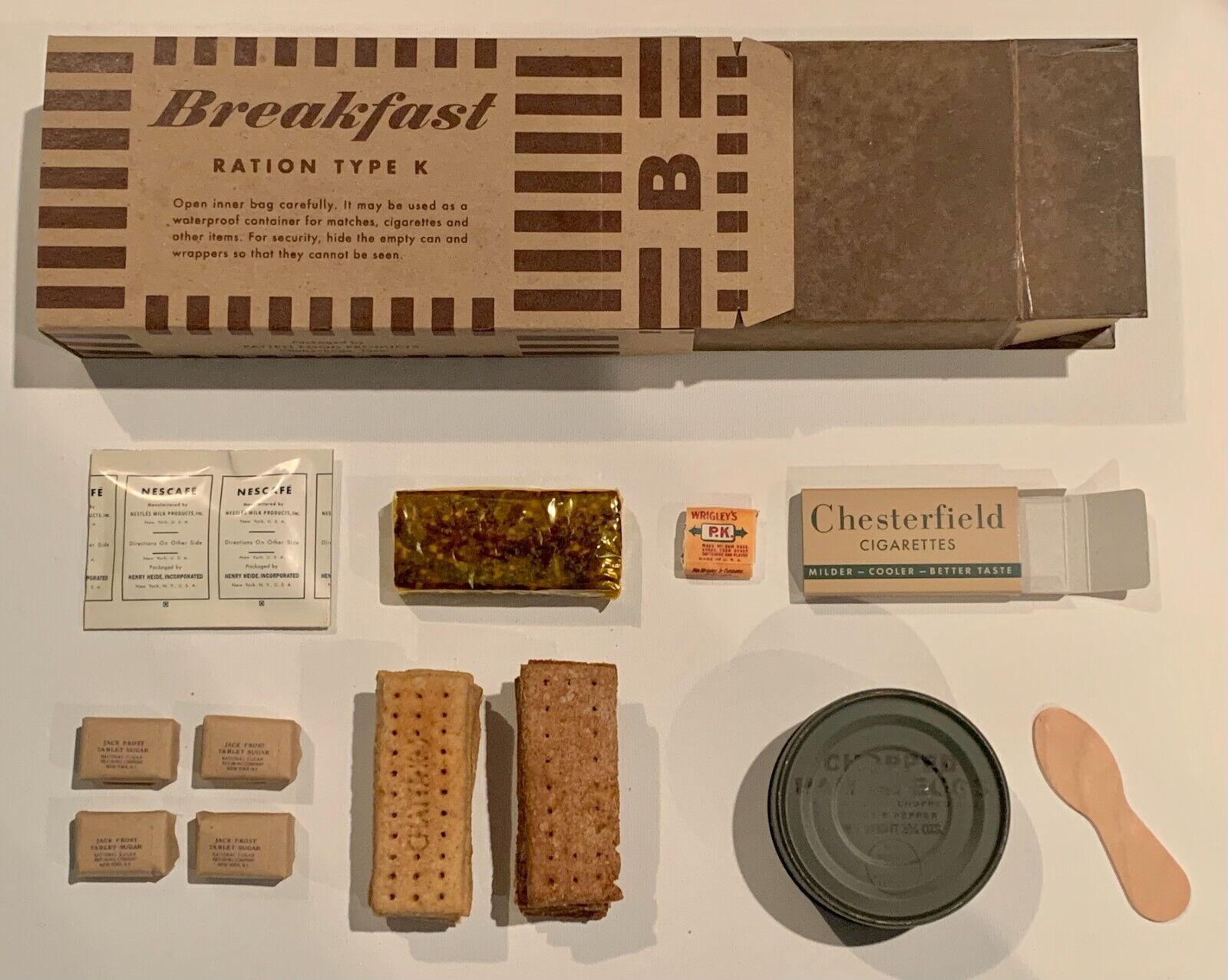 Complete Edible K Rations - Reproduction Morale WWII K Rations