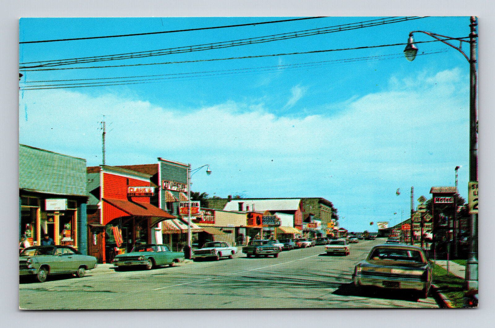 1960s Street Scene Port Austin Michigan MI Postcard