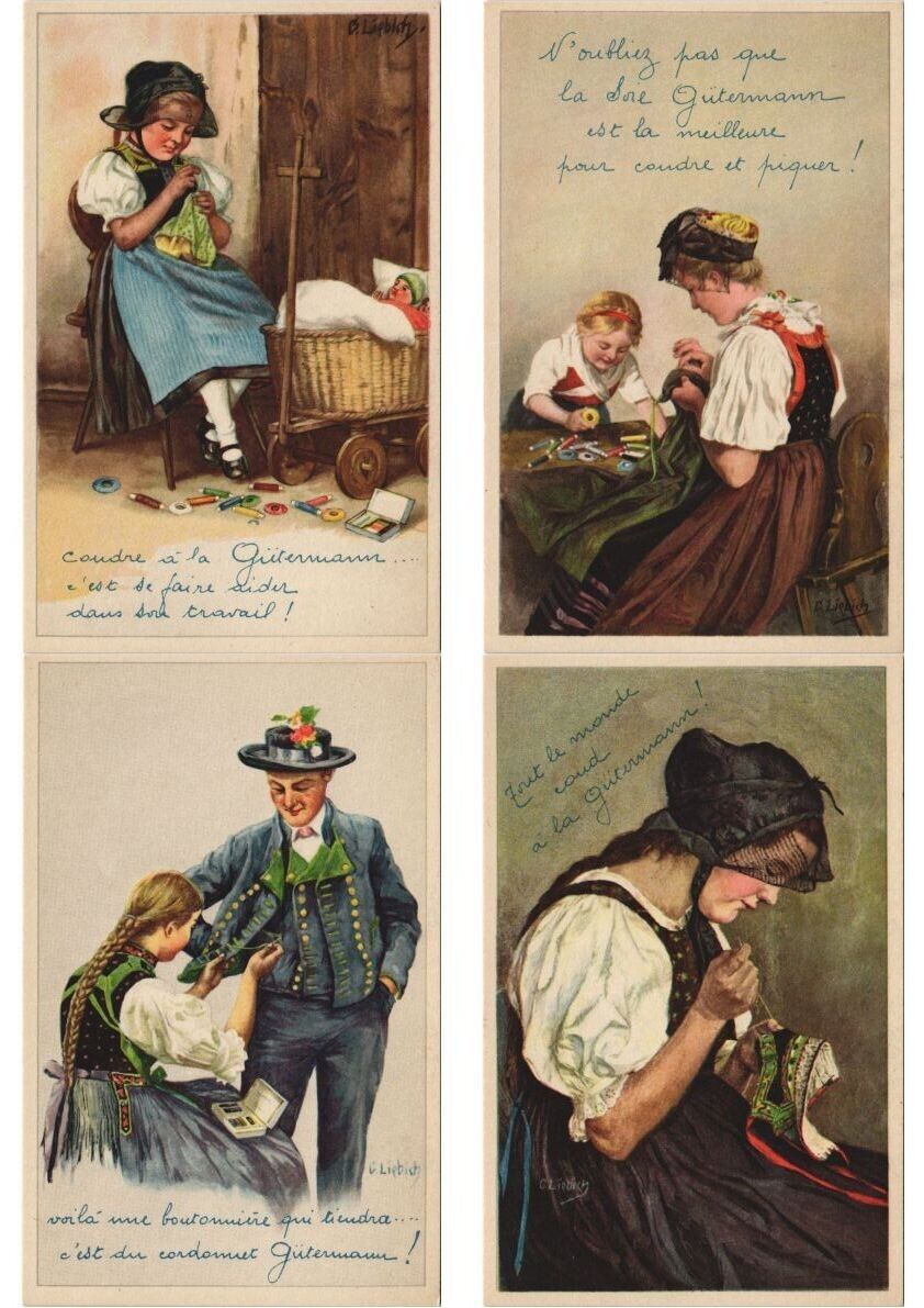 GÜTERMAN SEWING ADVERTISING 6 Vintage Postcards + ENVELOPE (L5284)