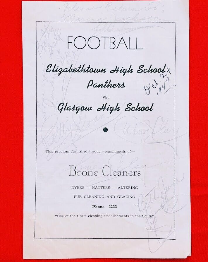 1947 GLASGOW Kentucky GHS High School Football Game Program vs. Elizabethown KY