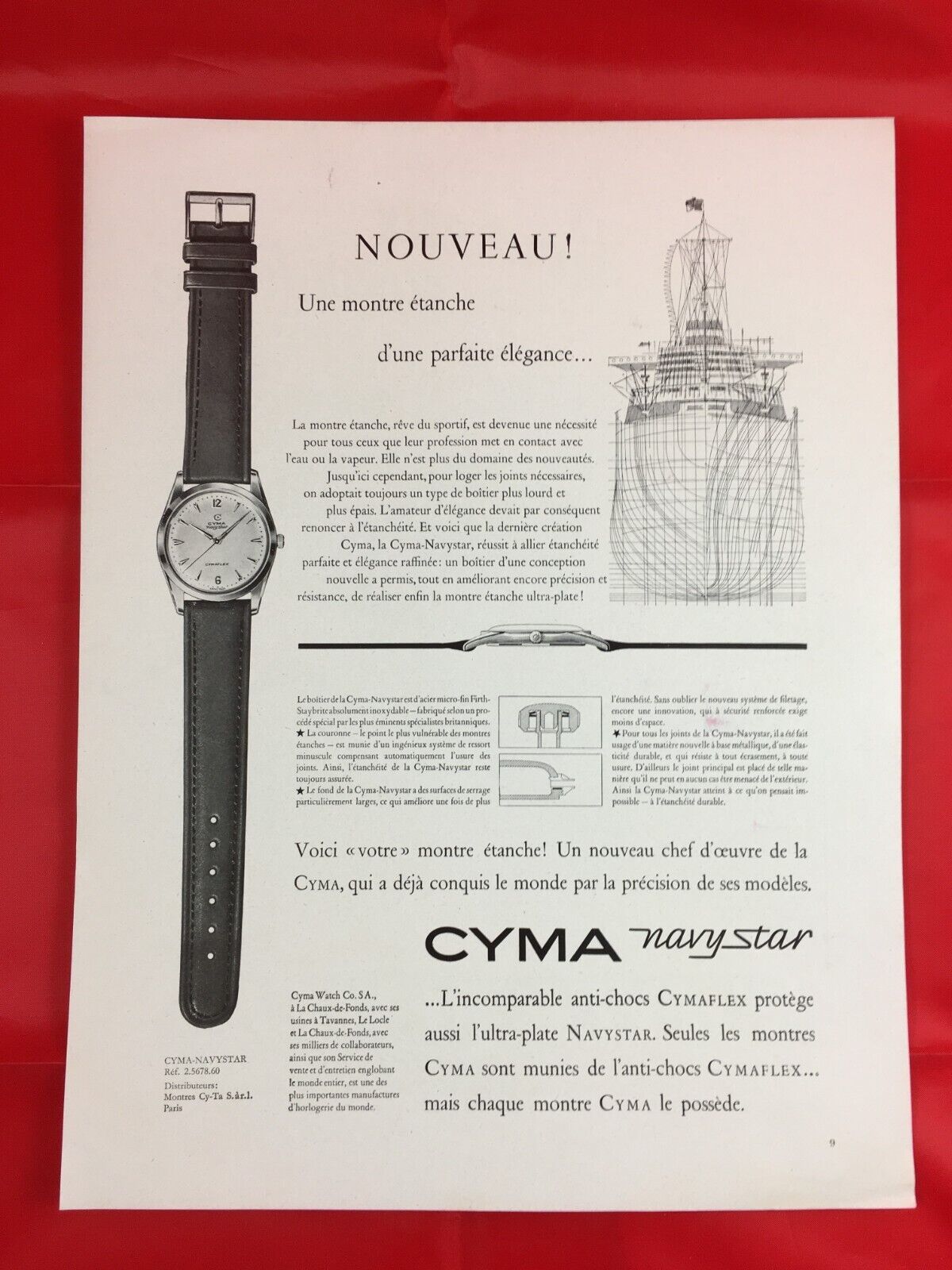 CYMA Antique Advertising Watch Paper Press French Ads Magazine