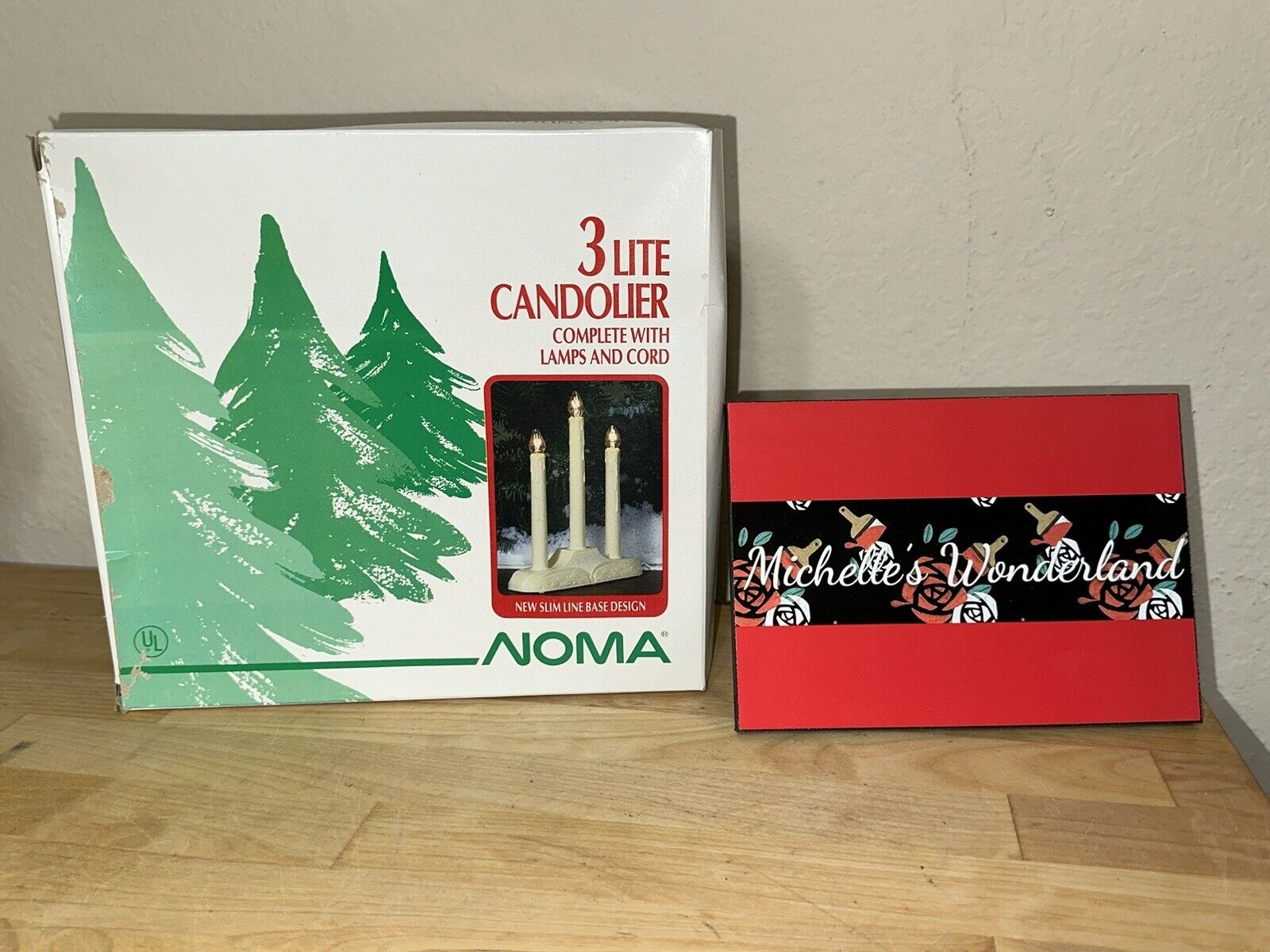 Vintage Noma Lites Christmas 3 Light Candolier Candles W/ Original Box